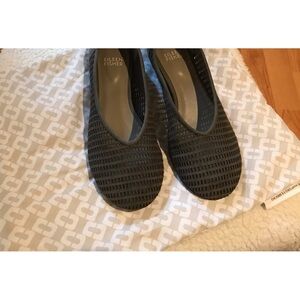 Eileen Fisher perforated suede ballet flats grey mesh!